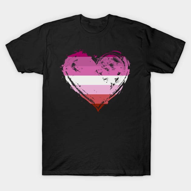 Lesbian Pride Colors Heart Flag T-Shirt by BrightGift